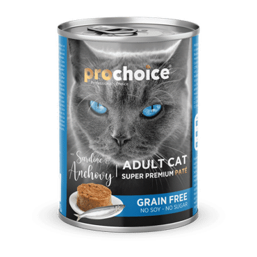 PROCHOICE ΚΟΝΣΕΡΒΑ ΓΑΤΑΣ PATE GRAIN-FREE ADULT SARDINE-ANCHOVY 400gr 